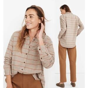 Madewell Keene Plaid Flannel Button-Down Sunday Shirt Brown Womens Size Medium